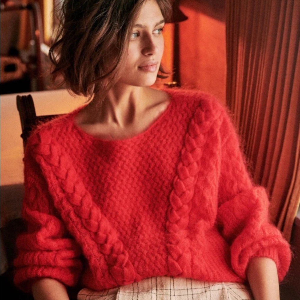 Sezane red philomene jumper